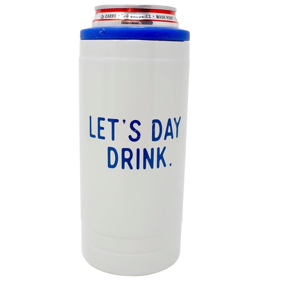 NWT- Cantini 12oz Stainless Steel Insulated Can Cozy, Let's Day Drink
